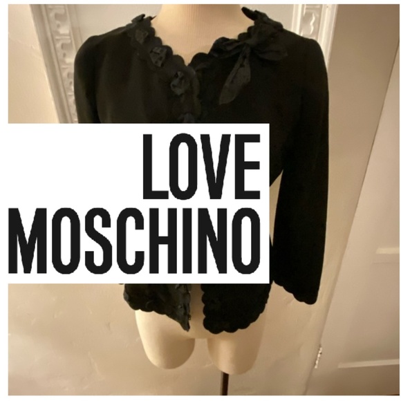 Moschino Black Ribbon Bow 3/4 Sleeve Jacket - Picture 1 of 8